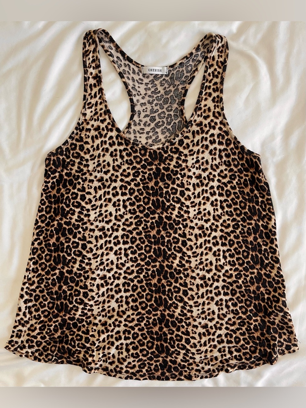 Cherish Leopard-Print Racerback Tank Top - Tan & Black